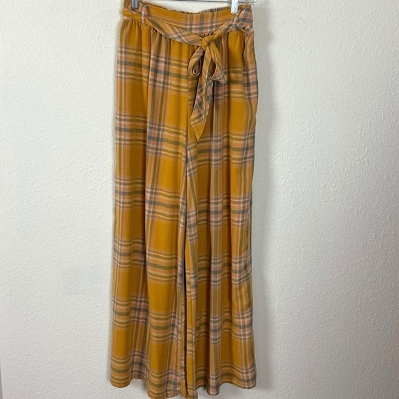 Free People Good Or Plaid Wide Leg Pants in Mustard Size Small - Picture 6 of 14